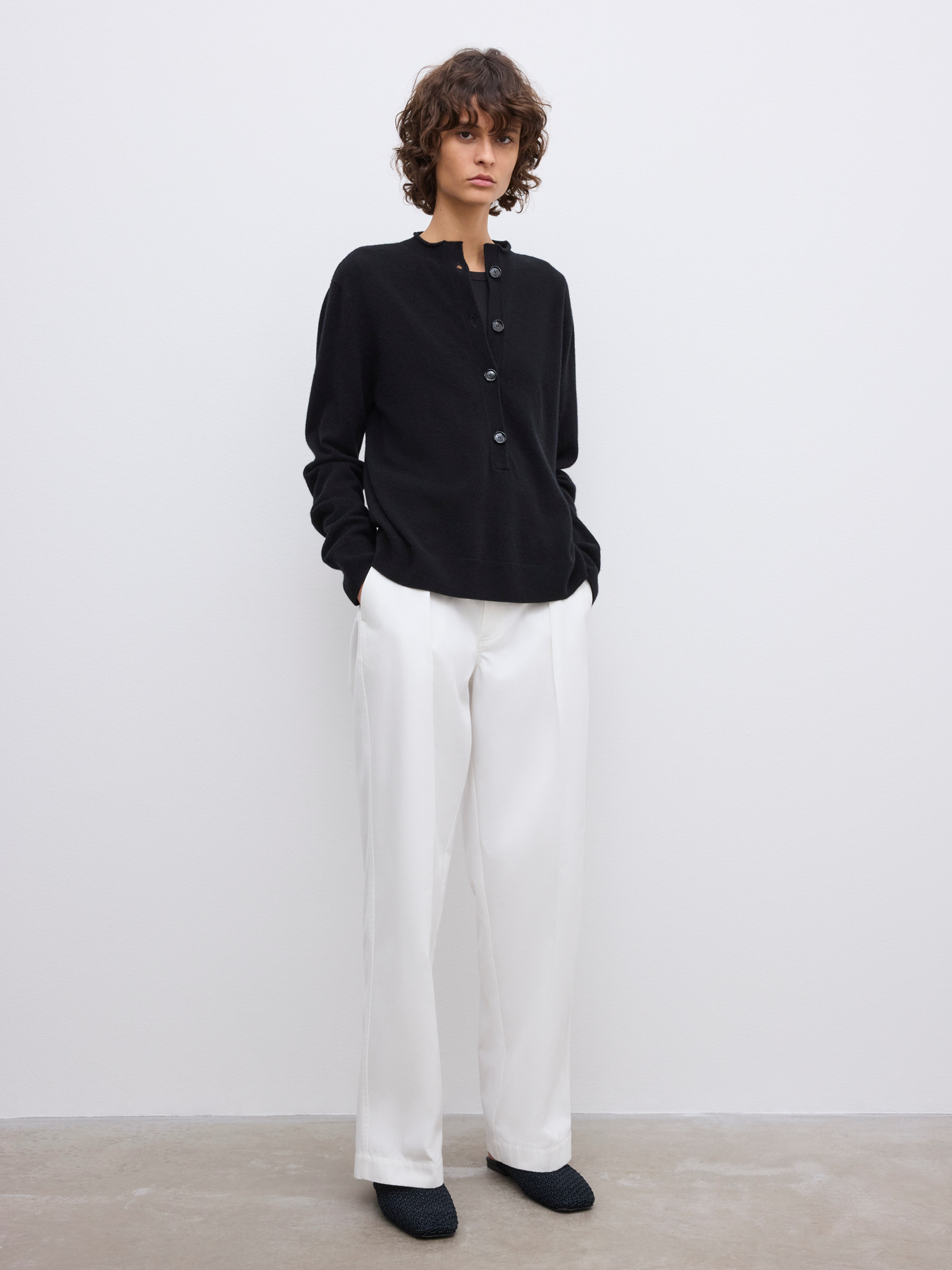 House Of Dagmar Longsleeve Polo Knit Cashmere Blend |  | Black | Size Xs | 50% Wool 50% Cashmere