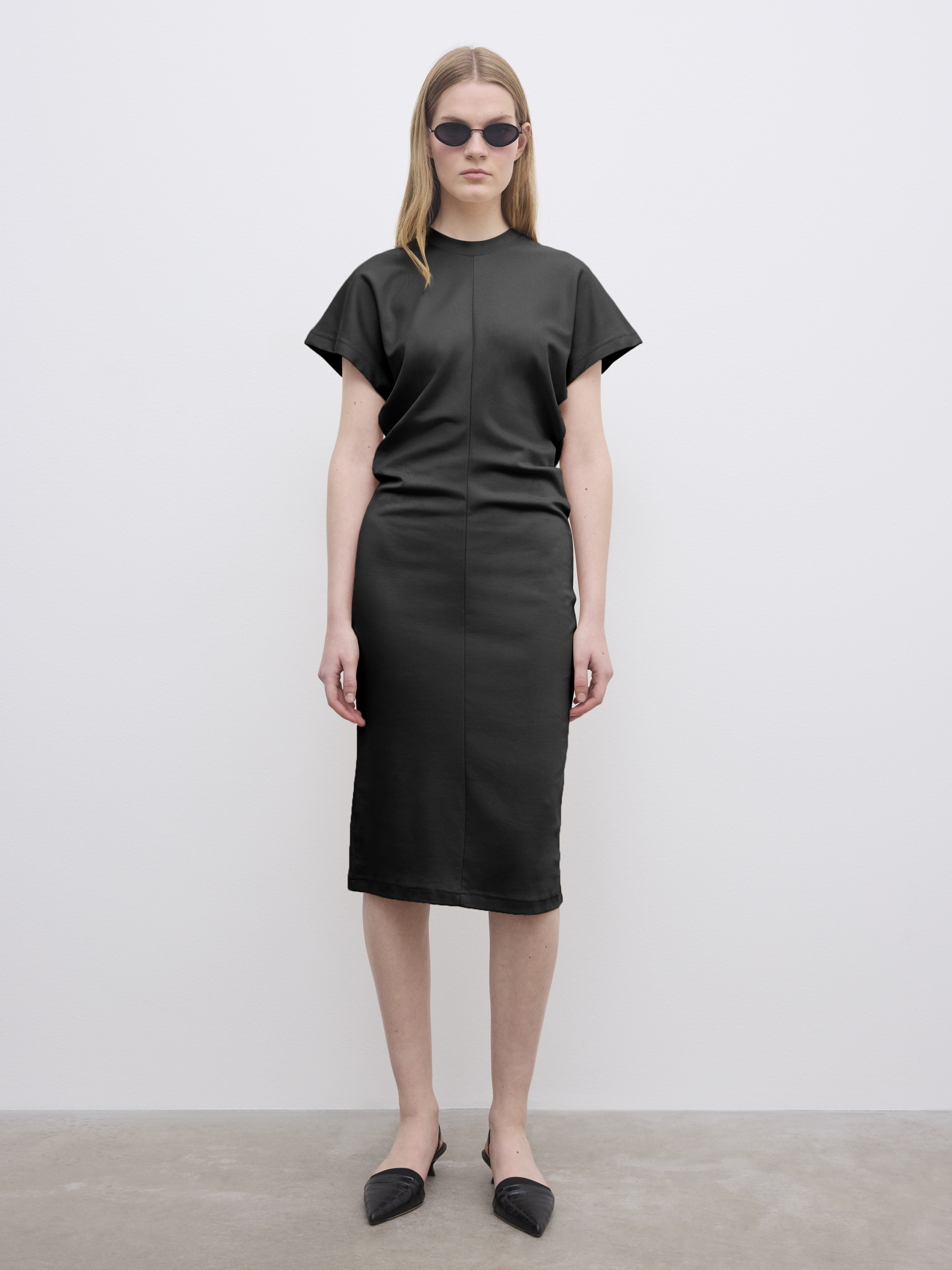 フェティコ STRECH JERSEY DRAPED ブラウス 黒 1 FETICO】STRETCH JERSEY DRAPE BLOUSE - black - | loop