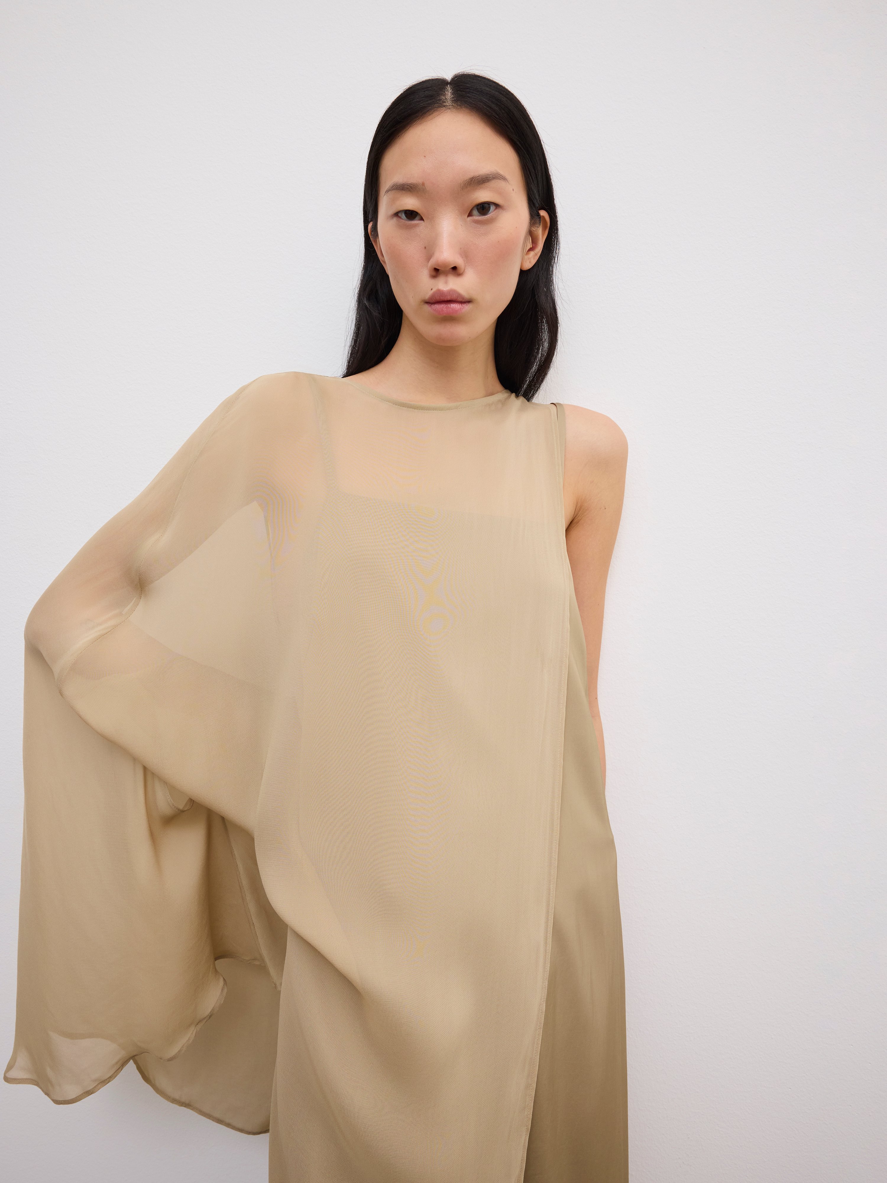 chiffon dress beige Elegant Off-shoulder Chiffon Mini Dress Beige