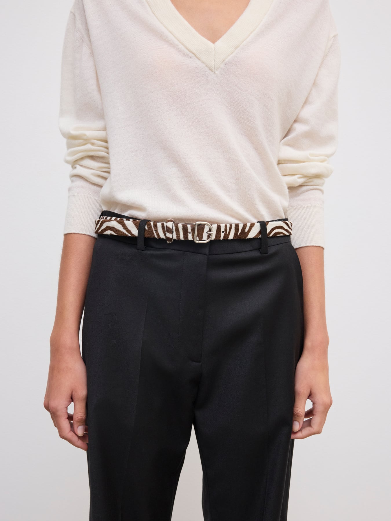 D-belt | House of Dagmar | White Brown | Size 75 | 100% Calf leather