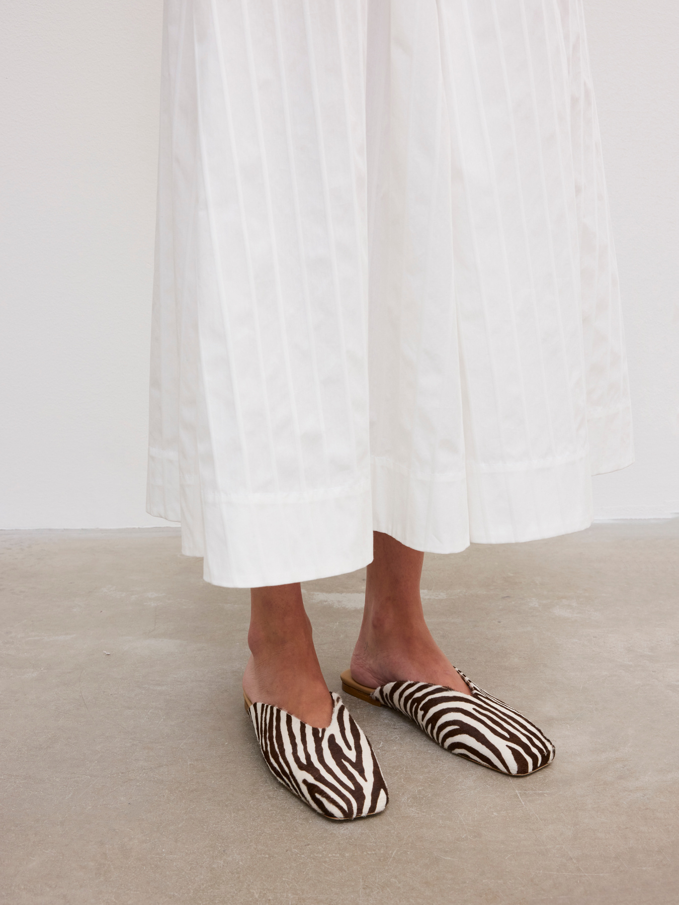 Square Toe Slip Ins | House of Dagmar | White Brown | Size 36