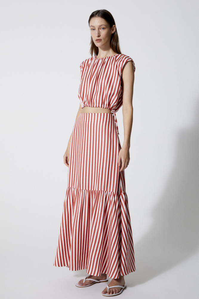 House Of Dagmar Minoo Stripe Skirt In Red Stripe