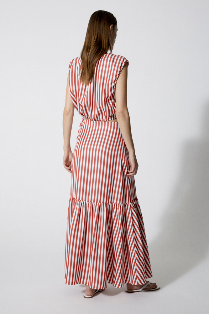 House Of Dagmar Minoo Stripe Skirt In Red Stripe