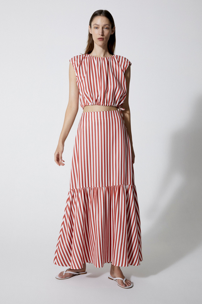 House Of Dagmar Minoo Stripe Skirt In Red Stripe