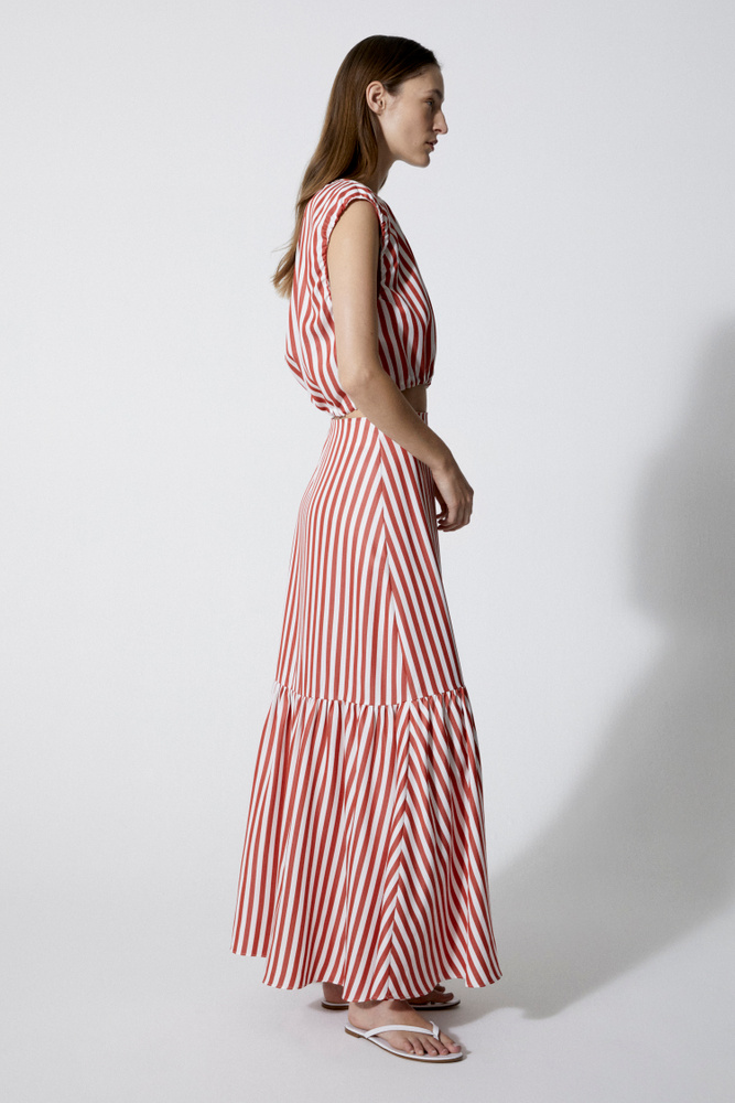 House Of Dagmar Minoo Stripe Skirt In Red Stripe