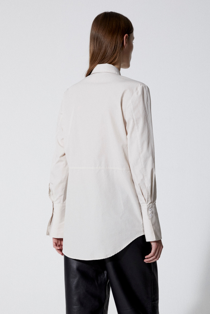 House Of Dagmar Simone Poplin Woven Top In Stone