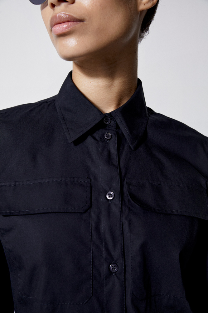 House Of Dagmar Simone Poplin Shirt In Black