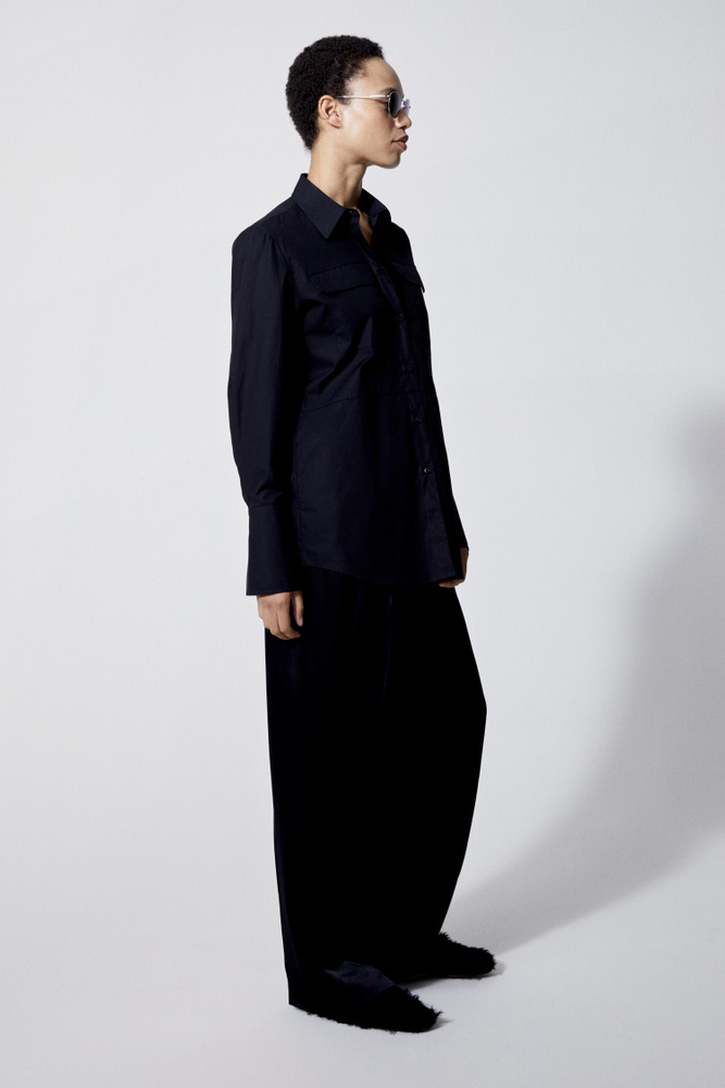 House Of Dagmar Simone Poplin Shirt In Black